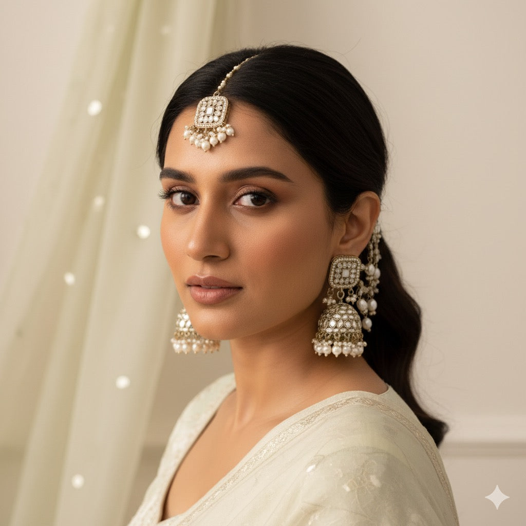 Royal Kundan Pearl Jhumka Set