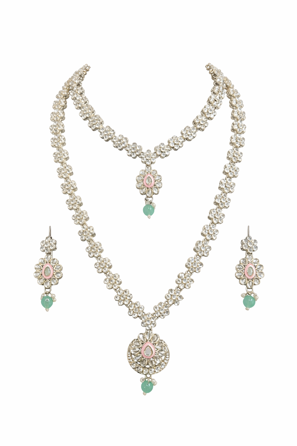 Elegant Kundan Necklace Set with Matching Earrings