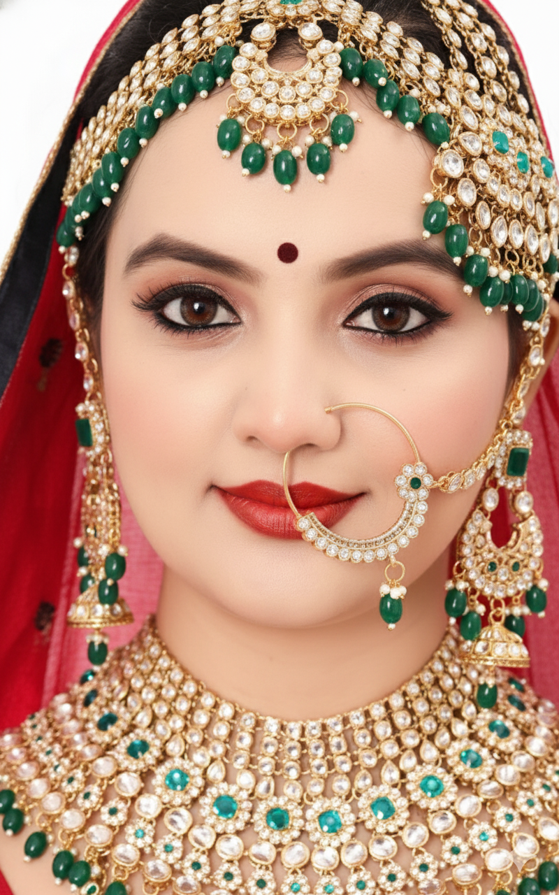 Traditional Green Bridal Jewellery Set for Women 1402