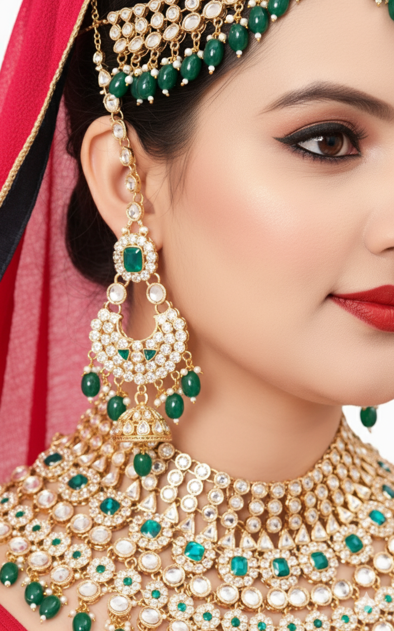 Traditional Green Bridal Jewellery Set for Women 1402