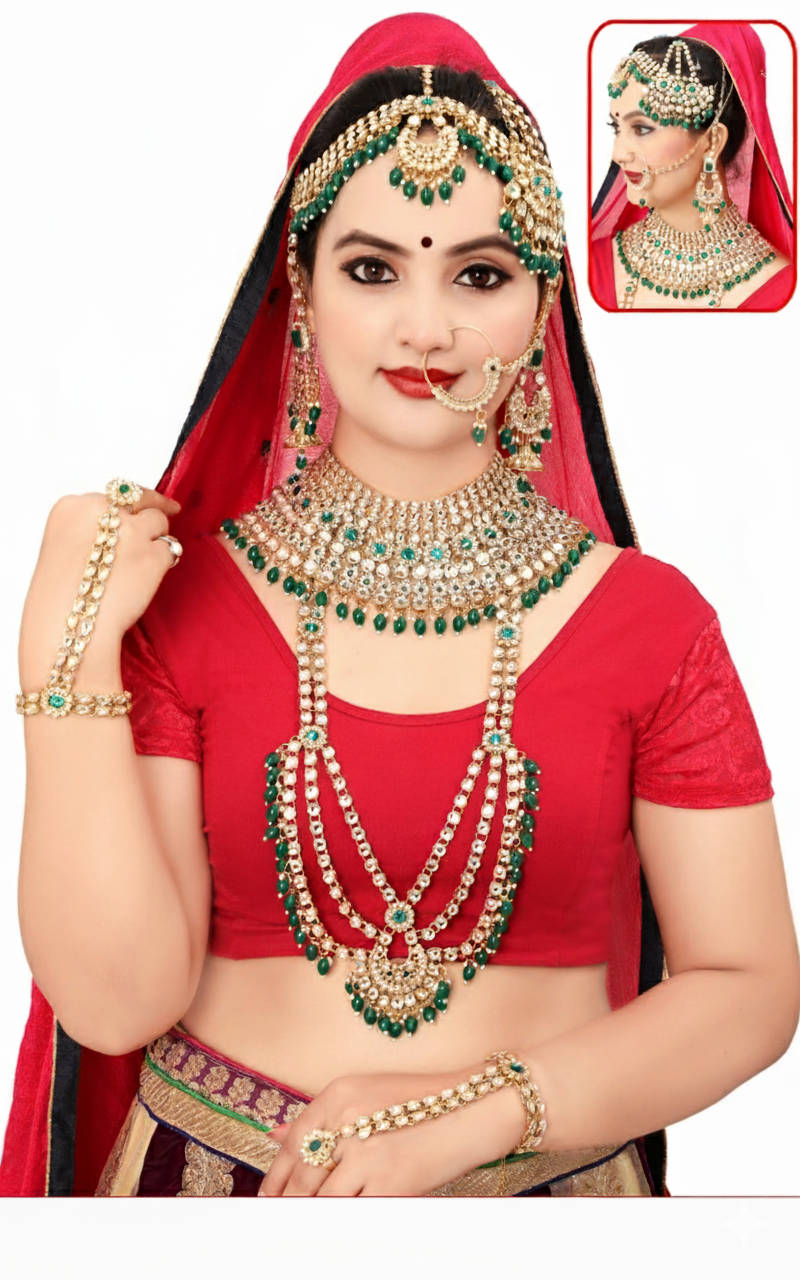 Traditional Green Bridal Jewellery Set for Women 1402