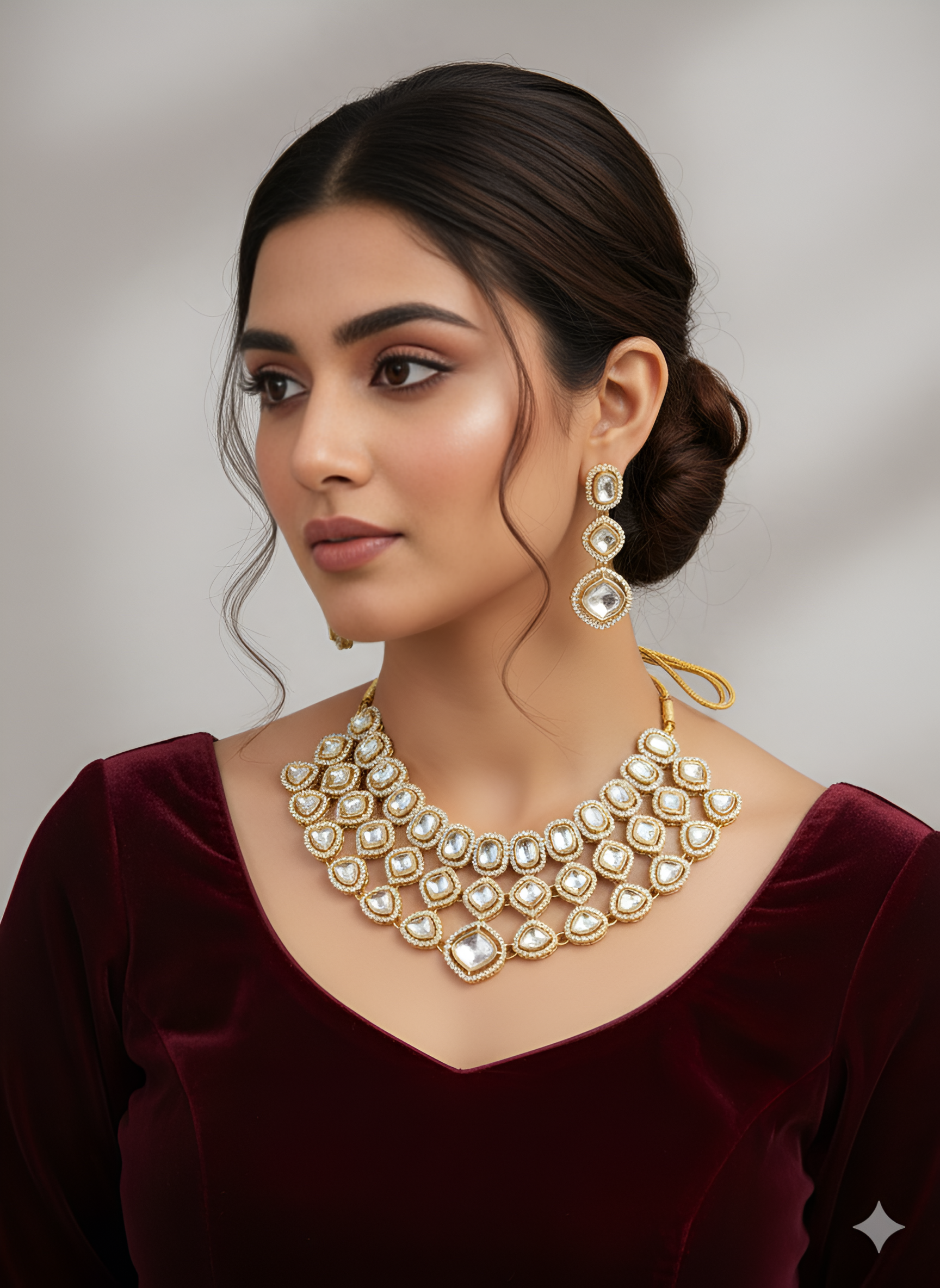 Kundan Choker Necklace Set with Earrings for Women