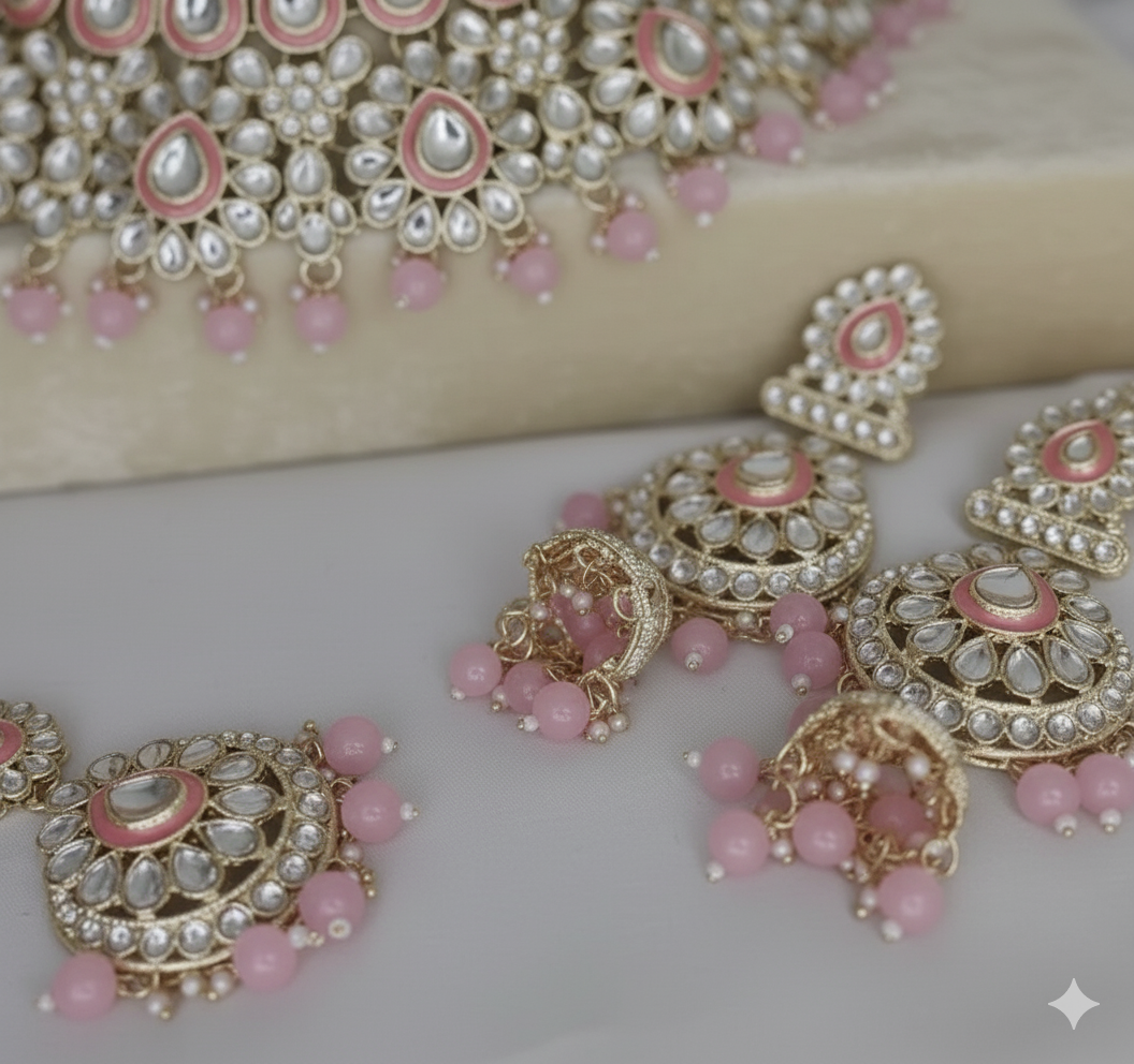 Luxury Kundan Bridal Jewellery Set – Premium Indian Wedding Necklace Set with Earrings & Maang Tikka