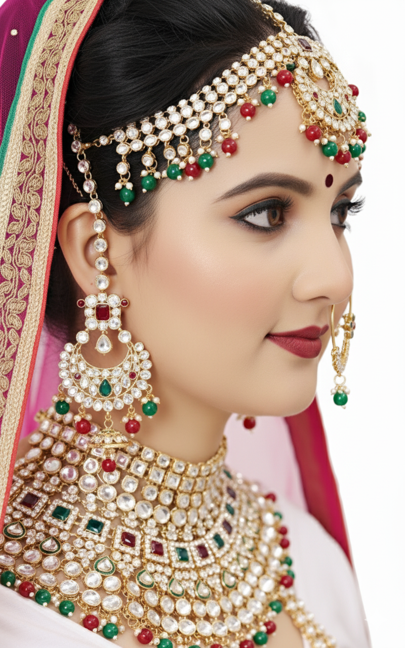 Royal Bridal Jewellery Set for Women – Kundan Stone Work | Traditional Wedding Necklace Set | D.No.1502