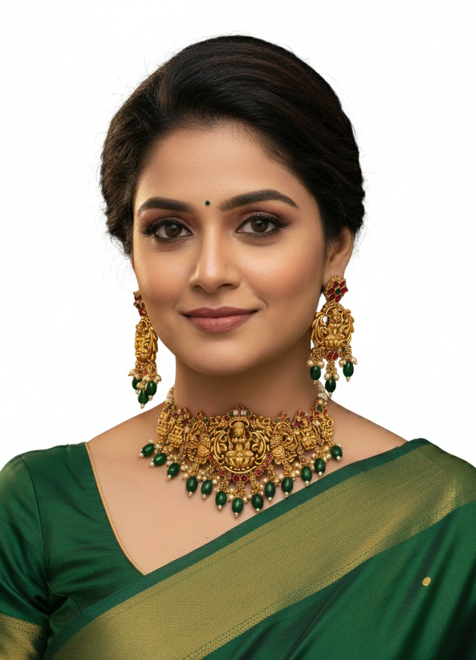 Traditional Bridal Temple Jewellery Set – Premium Handcrafted Design LAXMI CHICK