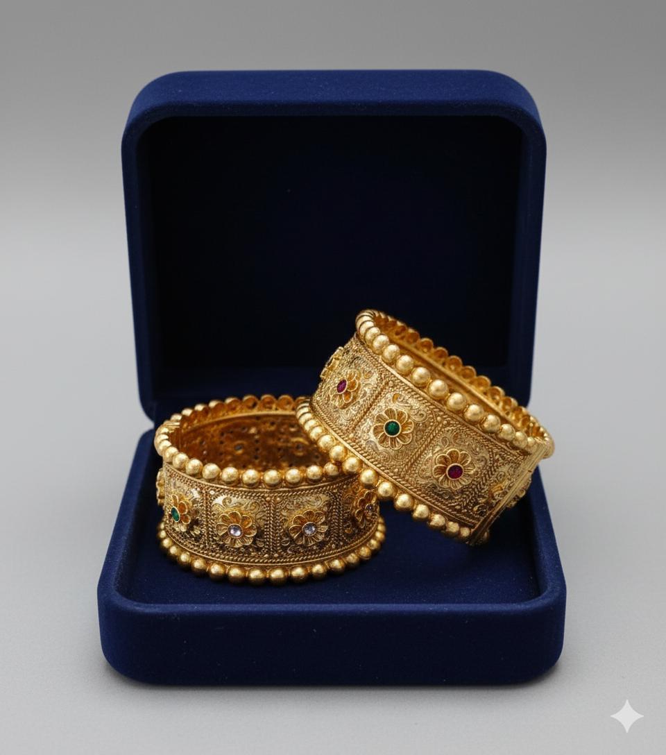 Traditional Antique Gold-Plated Bangles for Women