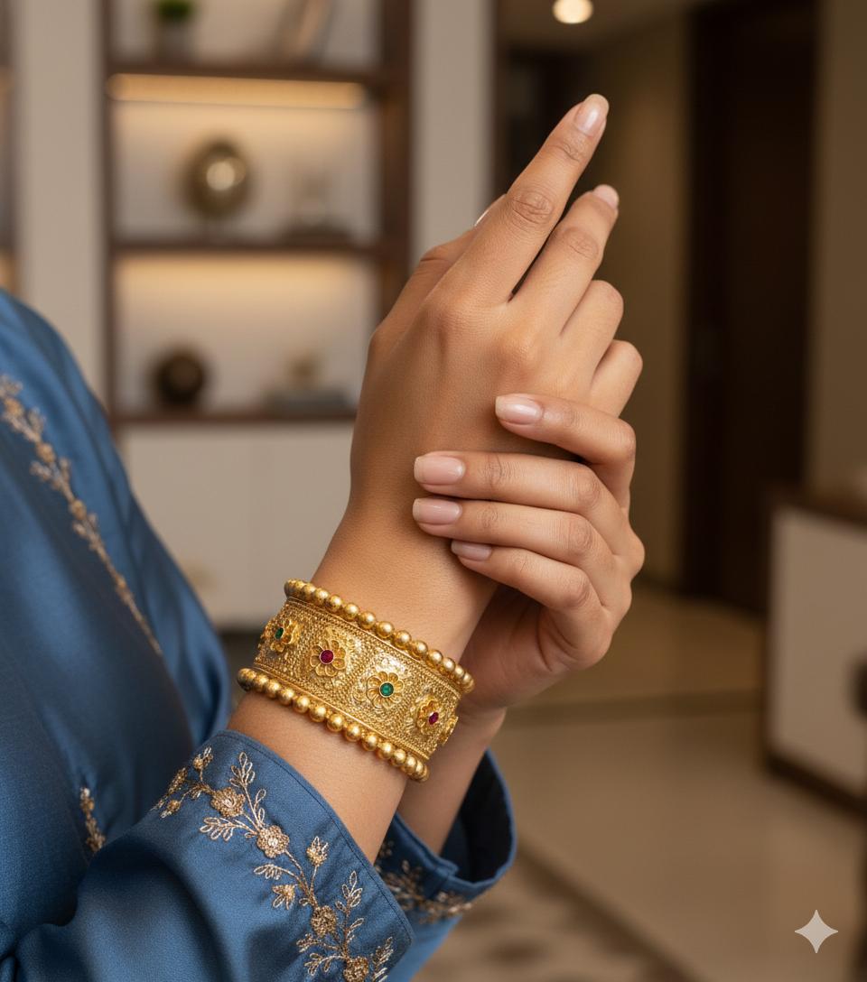 Traditional Antique Gold-Plated Bangles for Women
