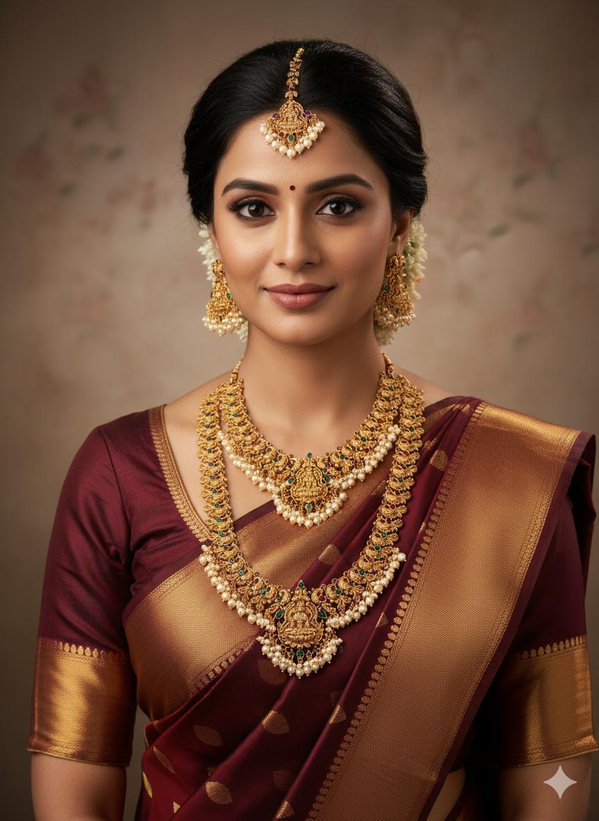 Exquisite Handcrafted Temple Jewellery Set | Traditional South Indian Bridal Necklace with Earrings