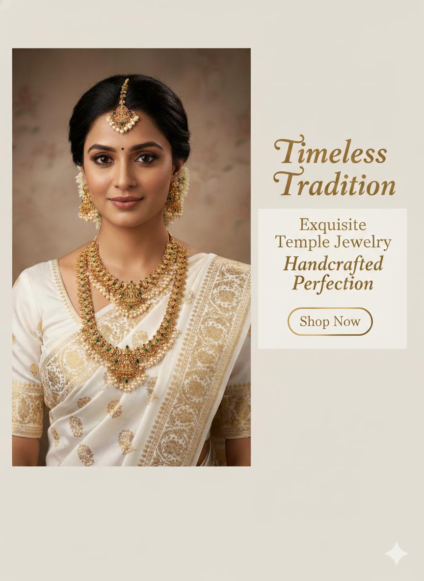 Exquisite Handcrafted Temple Jewellery Set | Traditional South Indian Bridal Necklace with Earrings
