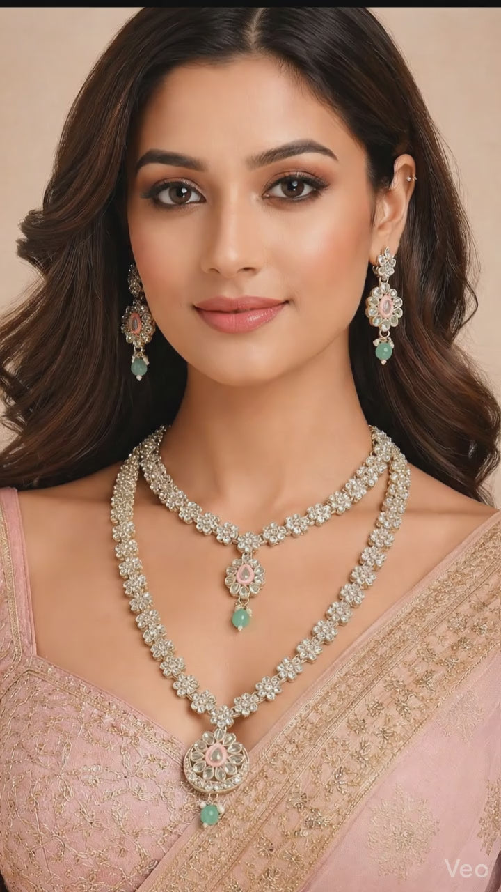 Elegant Kundan Necklace Set with Matching Earrings